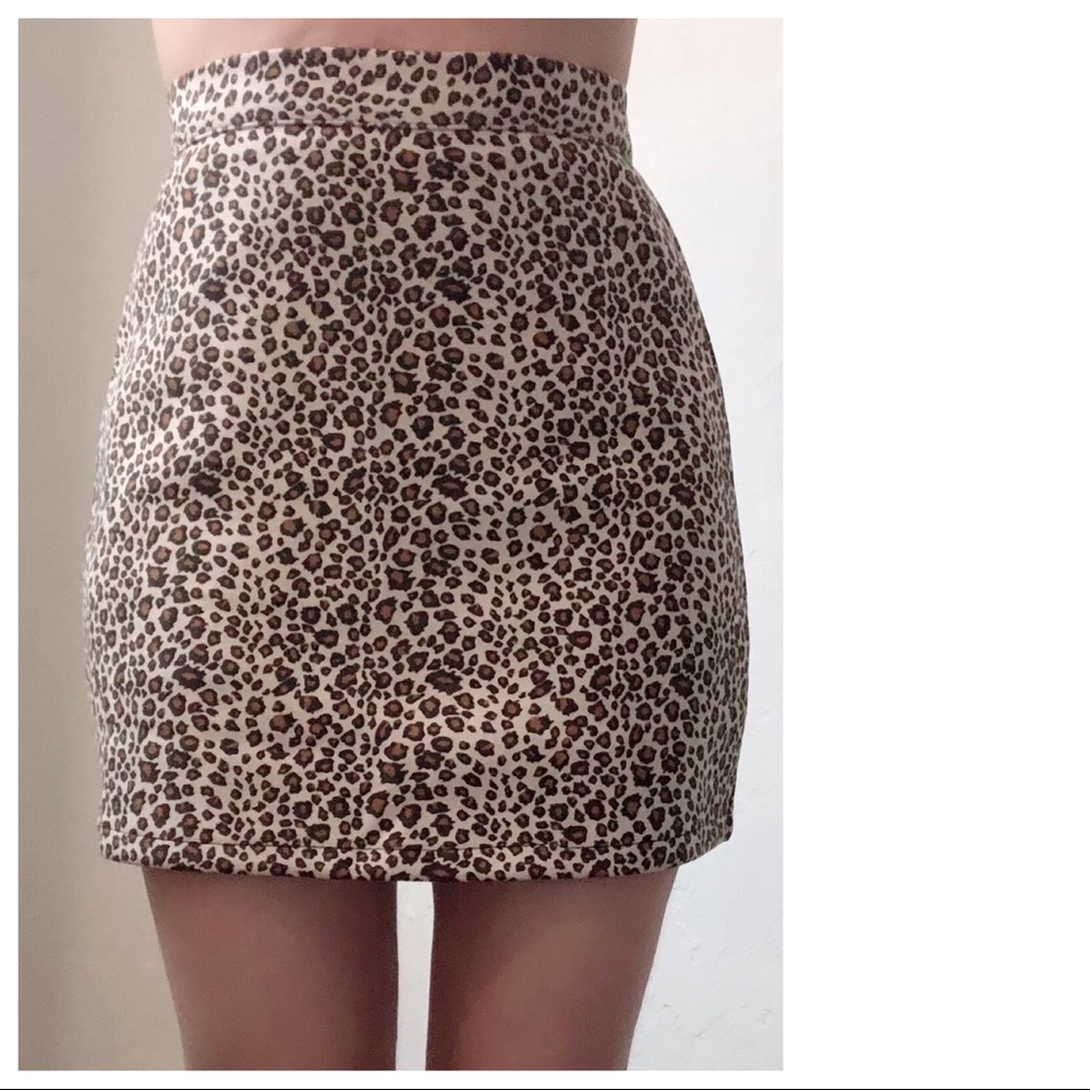Cheetah print suede mini skirt